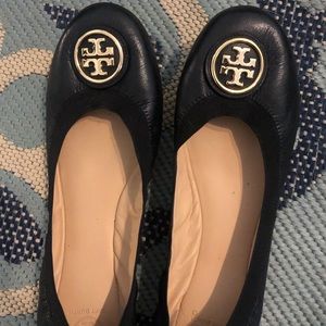 Tory Burch Black TRAVEL BALLET FLAT, LEATHER